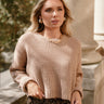 Wren Dark Taupe Knit Long Sleeve Sweater- close up front view