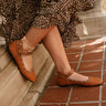 Mystic Camel Studded Ankle Strap Flat - side view on model