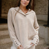 Marlowe Taupe Quarter Button-Up Sweater- front top view