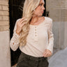 Freya Taupe Crochet Long Sleeves Top- front top view