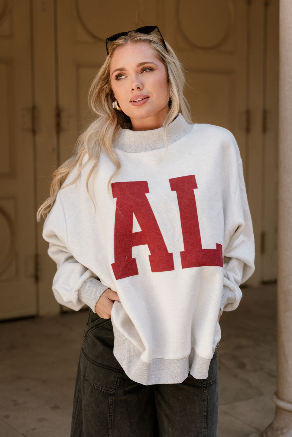 Alabama Reversible Mock Neck Sweatshirt- top view