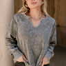 Leila Washed Black Long Sleeve Top- front view