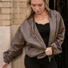 Alessia Cocoa Brown Hoodie Bomber Jacket- top view