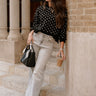 Meredith Black & White Polka Dot Knit Sweater- full body view