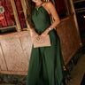 Lena Hunter Green Satin Maxi Dress- full body view