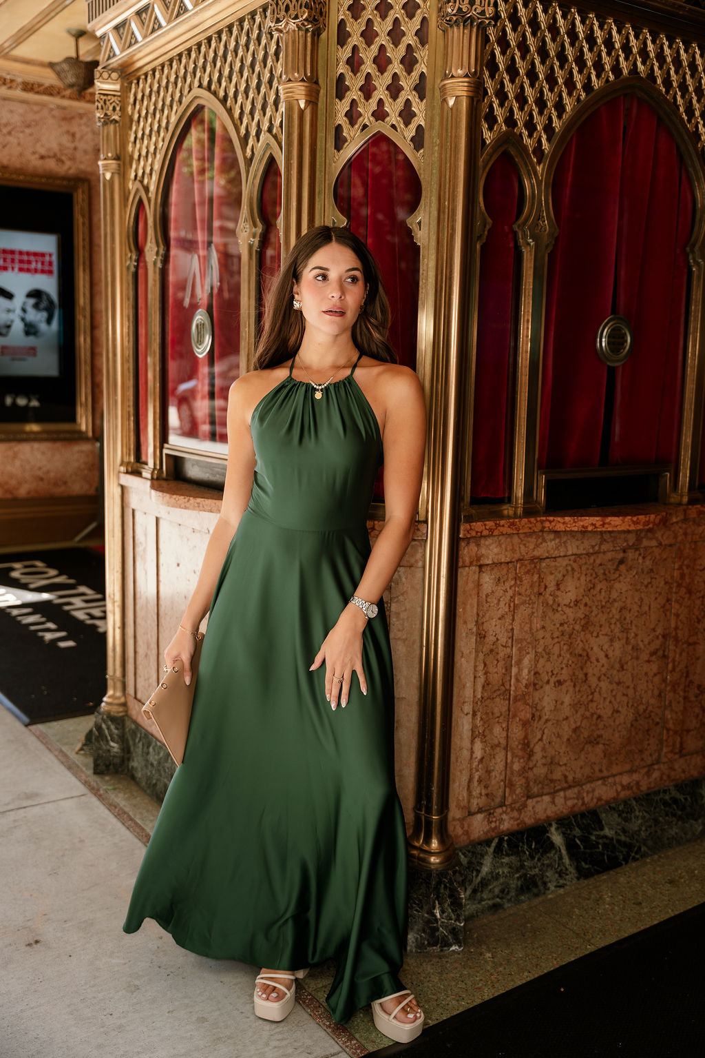 Lena Hunter Green Satin Maxi Dress - Lizard Thicket Lena Hunter Green Satin Maxi Dress - Lizard Thicket