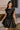 Addison Black Leather Cinched Mini Dress- front top view