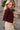 Leona Burgundy & Gold Chain Sweater- close up side view