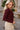 Leona Burgundy & Gold Chain Sweater- close up side view