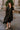 Aleena Black & Gold Zip-Up Midi Dress- full body view