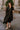 Aleena Black & Gold Zip-Up Midi Dress- full body view