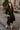 Aleena Black & Gold Zip-Up Midi Dress- full front view