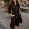 Aleena Black & Gold Zip-Up Midi Dress- full front view