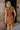Addison Camel Leather Cinched Mini Dress- close up back view