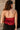 Madelyn Burgundy Satin & Gold Halter Tank- close up back view
