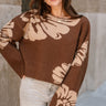 Estelle Brown & Beige Floral Knit Sweater- front view