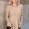 Elaina Taupe Knit Flare Cardigan- front top view