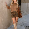 Adeline Brown Knit Chest Pocket Sweater- full body view