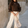 Murphy Espresso Brown & Cream Sweatshirt- full body view