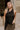 Madelyn Black Satin & Gold Halter Tank- close up front view