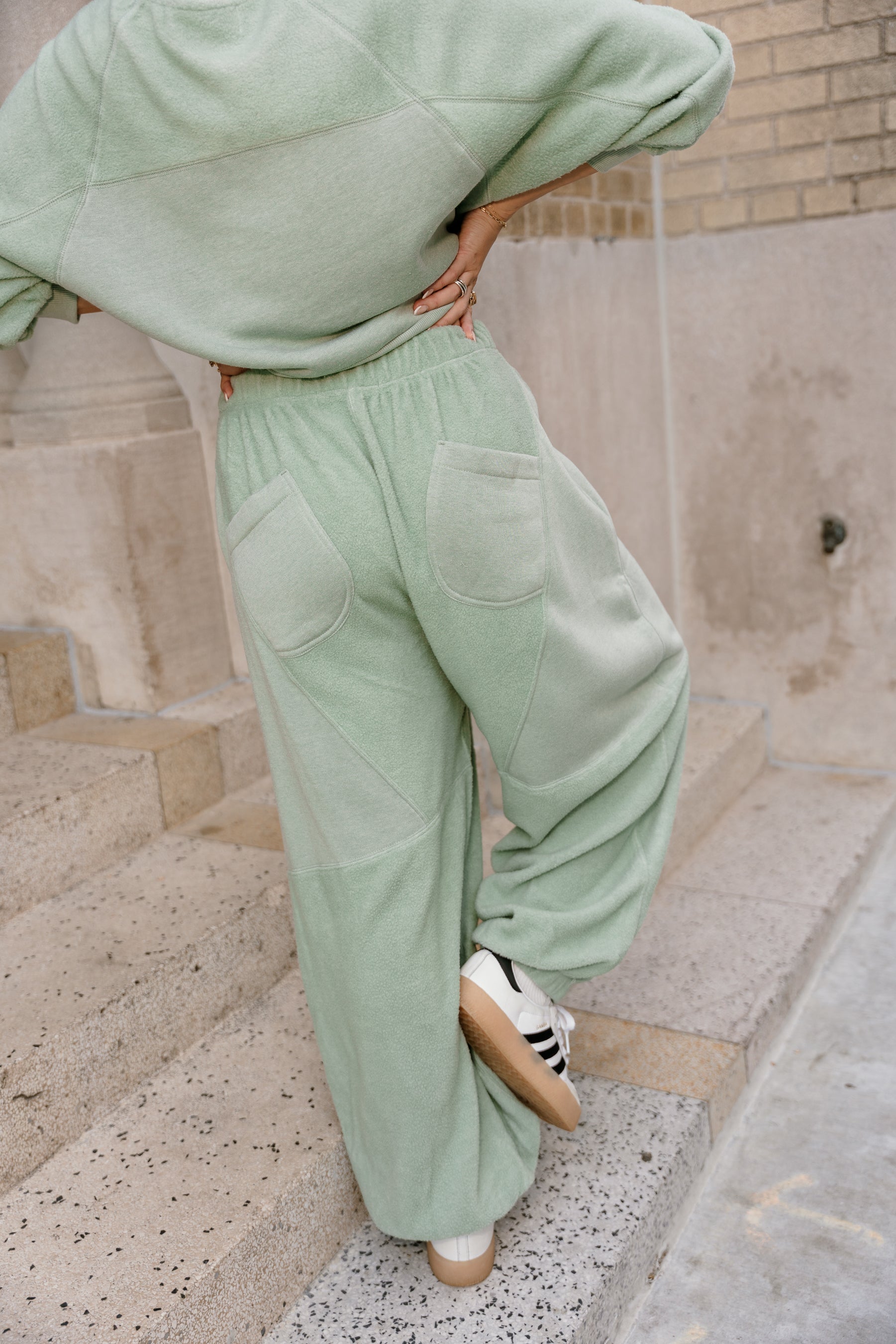 Journey Light Sage Jogger Pants- full back view