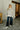 Emery Cream Striped Mock Neck Top - full body front view