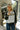 Phoebe Grey Striped Zip-Front Sweater - front view