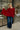 Candice Red Button Detail Poncho - full body view