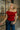 Auden Red Asymmetric Off-The-Shoulder Top - front view