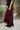 Leilani Burgundy Satin & Lace Midi Skirt - Close up side