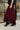 Leilani Burgundy Satin & Lace Midi Skirt -side view