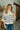 Zoey Ecru Striped Quarter-Button Sweater - front view