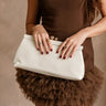 Joplin Ivory Kisslock Clutch - close up front view