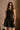 Emily Black Belt Flare Mini Dress- close up front view