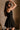 Emily Black Belt Flare Mini Dress- full side view