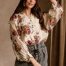 Valencia Cream Multi Floral Long Sleeve Top - front view