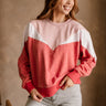 Charlee Red Multi Colorblock Sweatshirt- top view