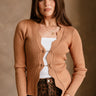 Mya Tan Scallop Knit Cardigan - front view