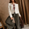 Leah Ivory Front Ties Cardigan- full body view