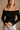 Blakely Black Button-Up Off-The-Shoulder Top- close up front view