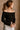 Blakely Black Button-Up Off-The-Shoulder Top- frontal side top view