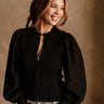 Andrea Black Zip-Up Top- front top view