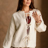 Rosalie Ivory Front Ties Knit Cardigan- front view