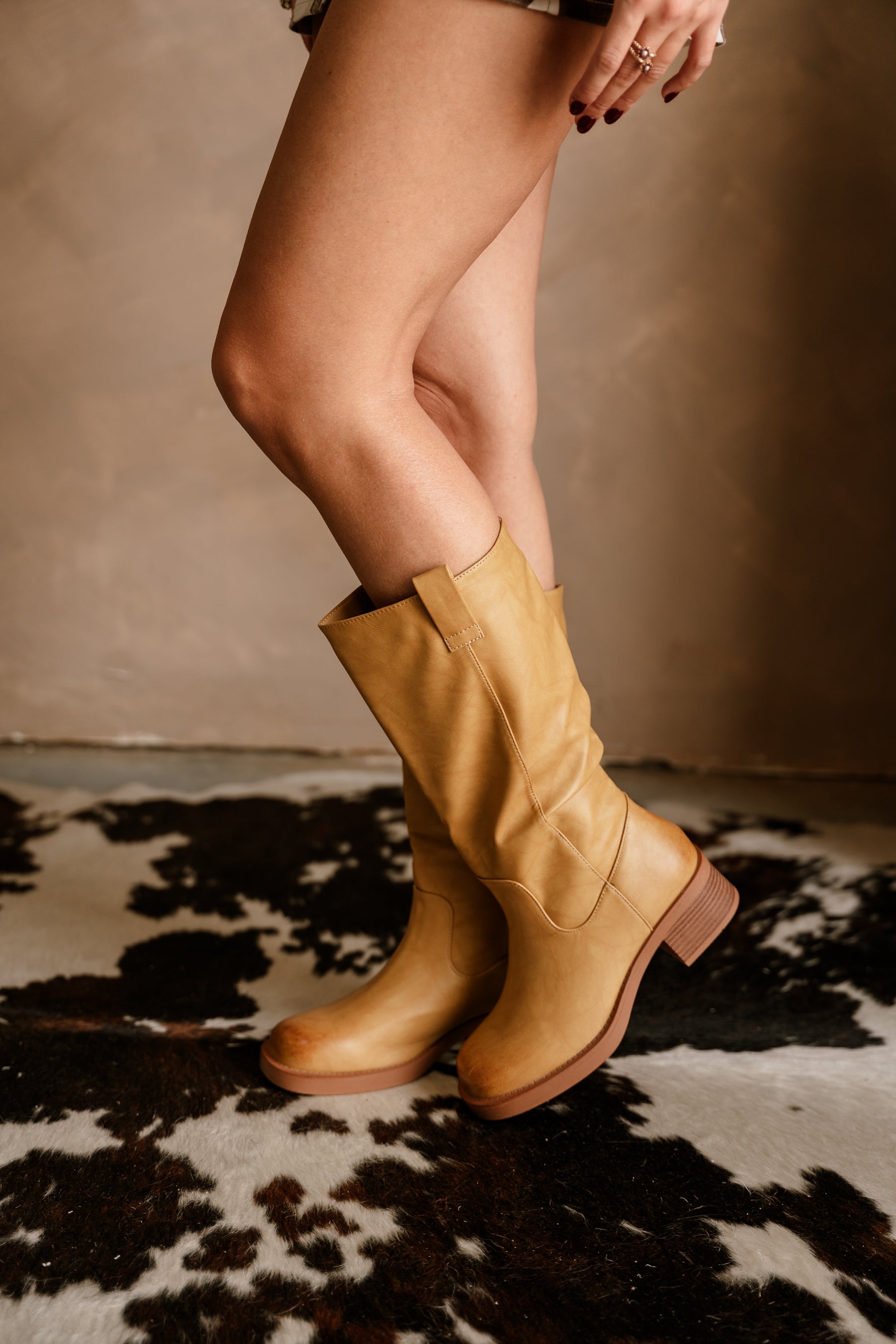 Alaina Banana Tall Boot- full body right side view