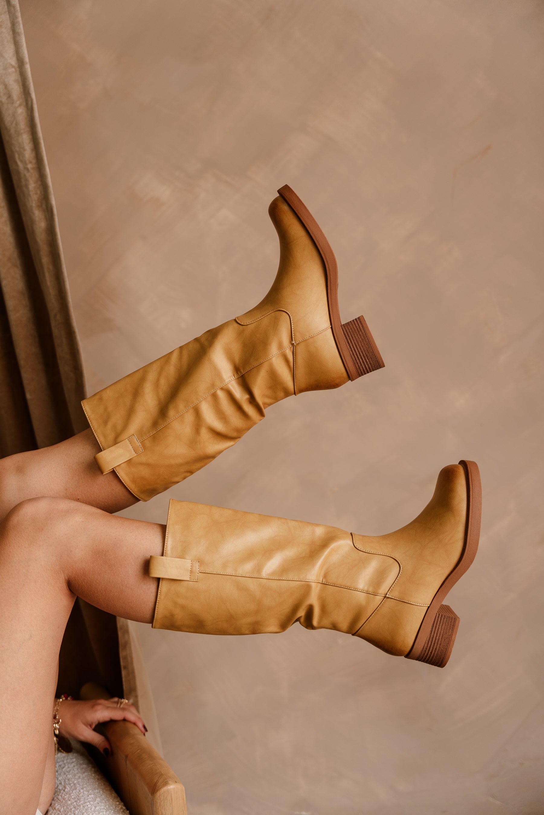 Alaina Banana Tall Boot- full body side view