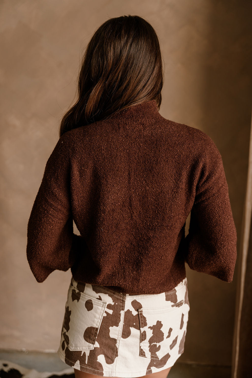 Arya Brown High Neck Sweater- back view