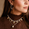 Delilah Layered Stone & Medallion Necklace - close up