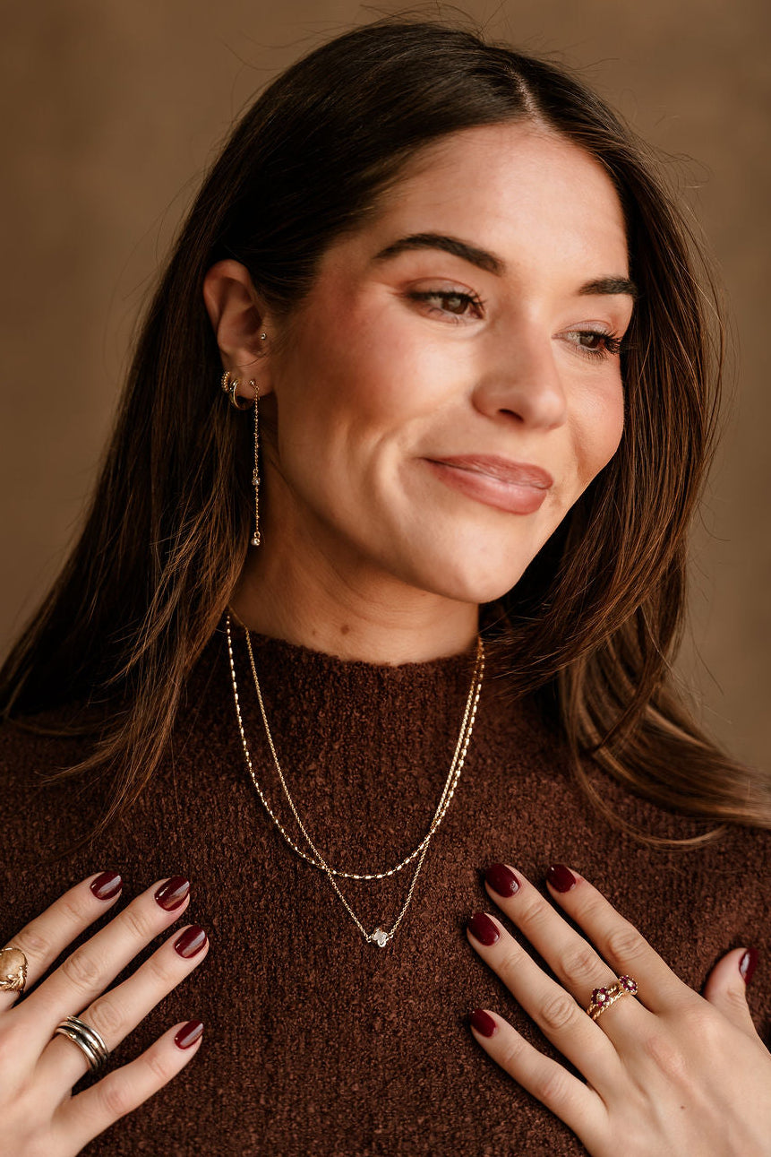 Aurora Layered Gold Quatrefoil Necklace - front view