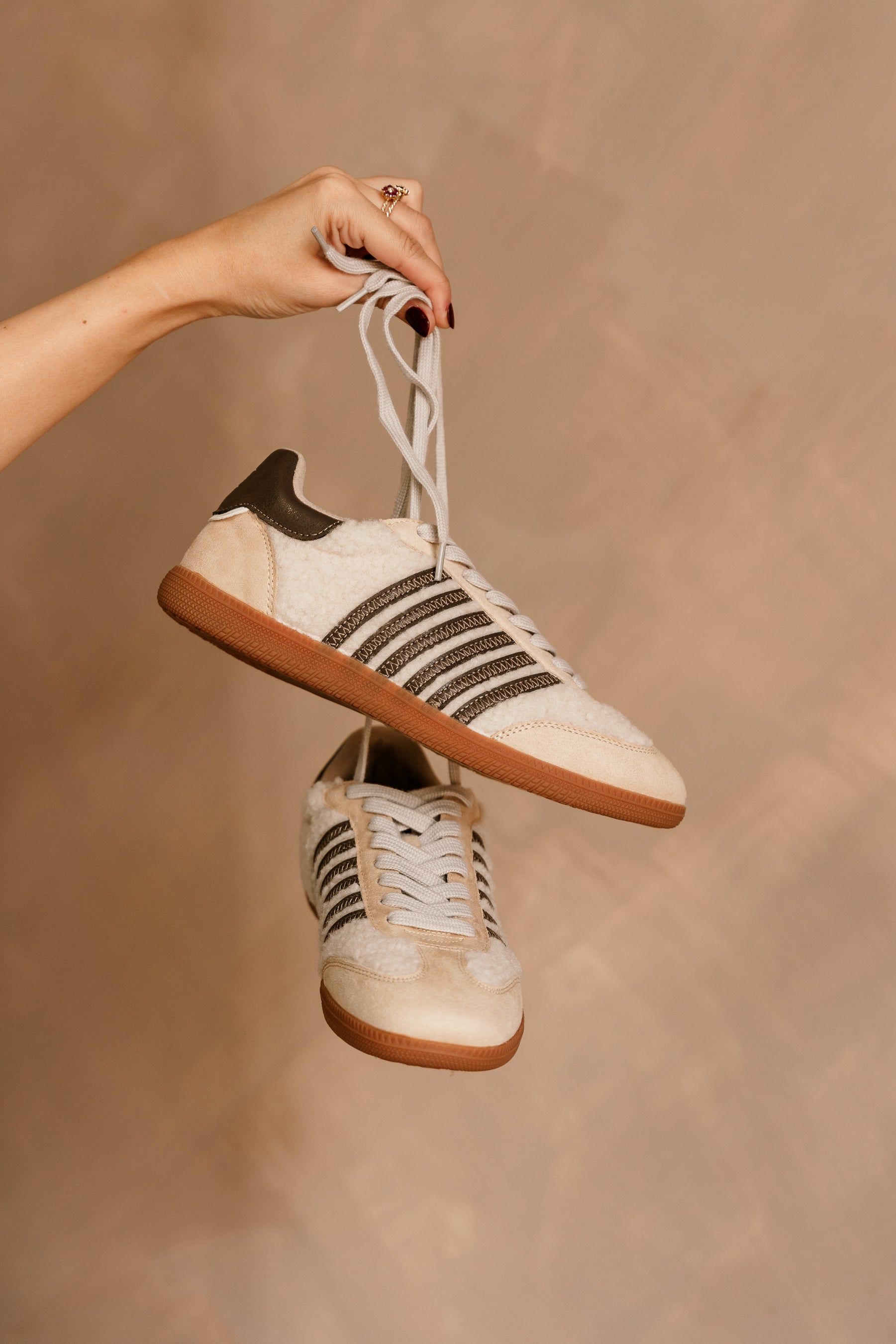 Shu Shop Stevie Beige Shearling Sneaker- right side view