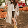 Willow Beige & Navy Waist Tie Trench Coat - full body view